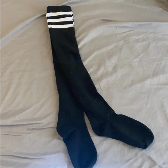 Black and White Striped Knee-High Socks - Picture 1 of 1
